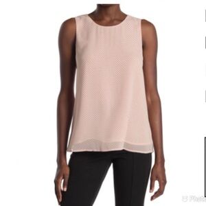 Pleione Size S Blush and Black Dotted Double Layer Woven Scoop Neck Tank Top NWT